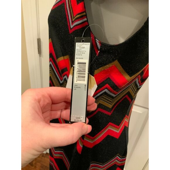 Tahari Arthur S. Levine Black & Red Zig-Zag Dress, Size 6 (US)  - NWT! - Picture 6 of 9